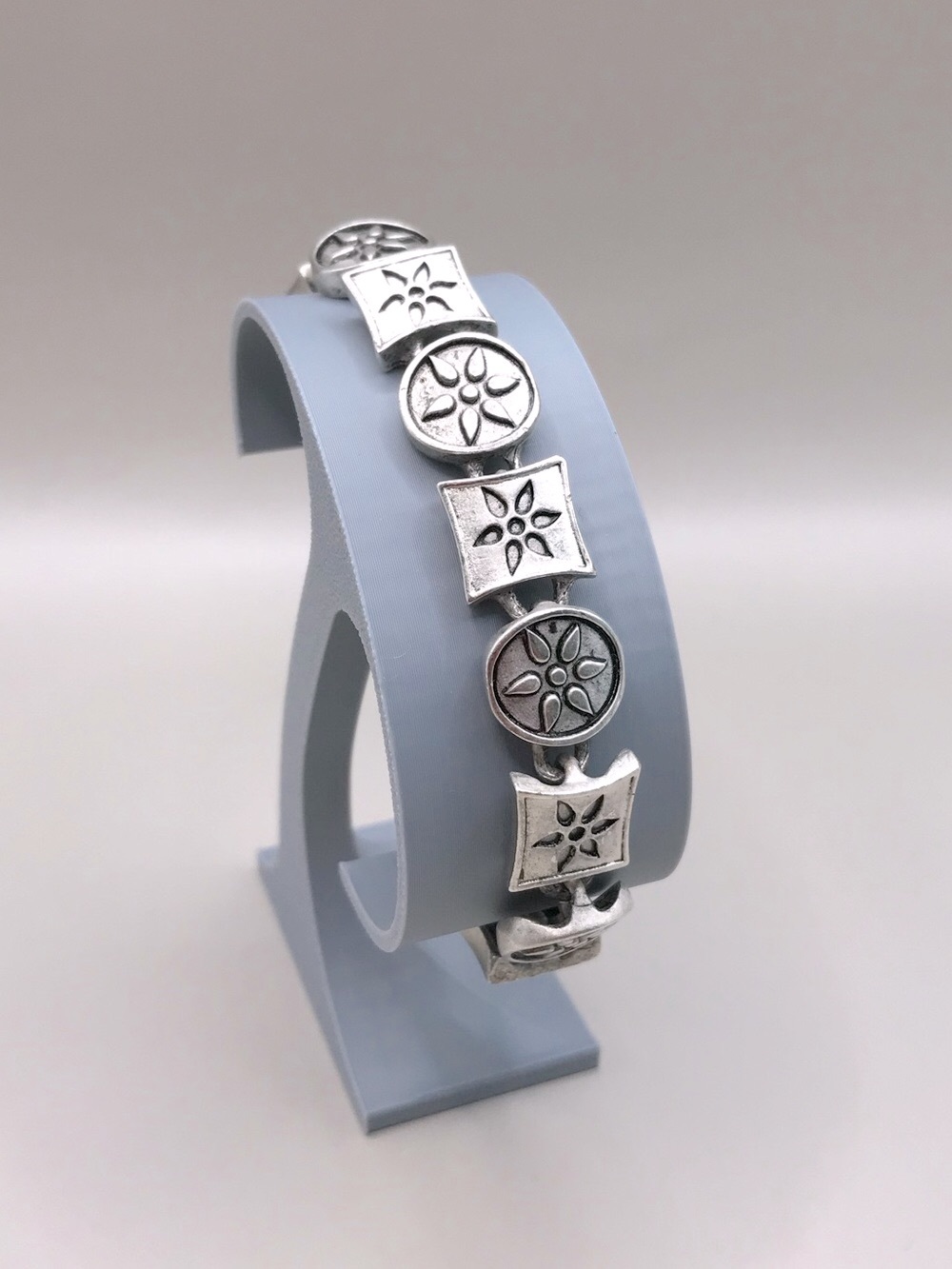 Premier Designs Antique Silver-Tone Floral-Link Bracelet